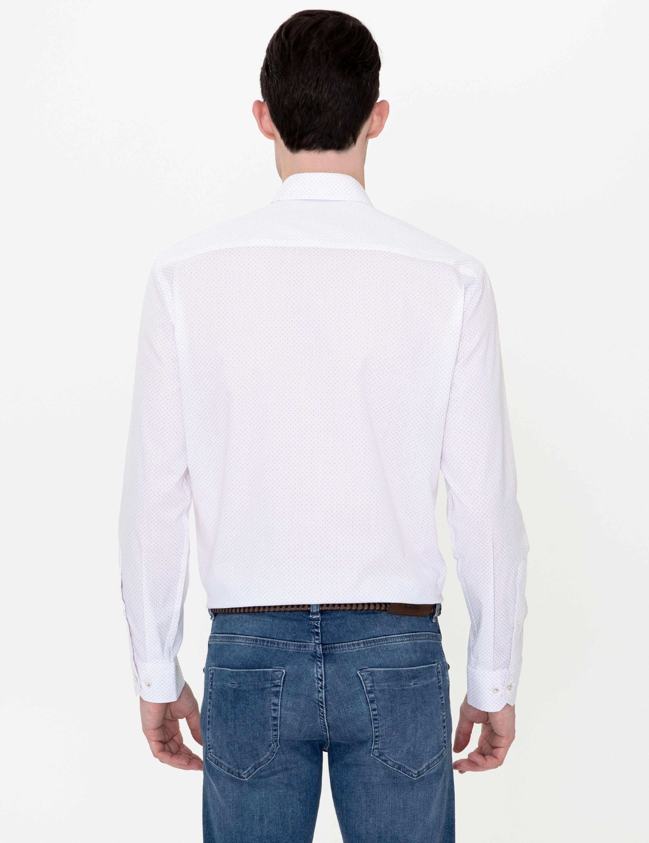 Bej Slim Fit Uzun Kollu Gömlek