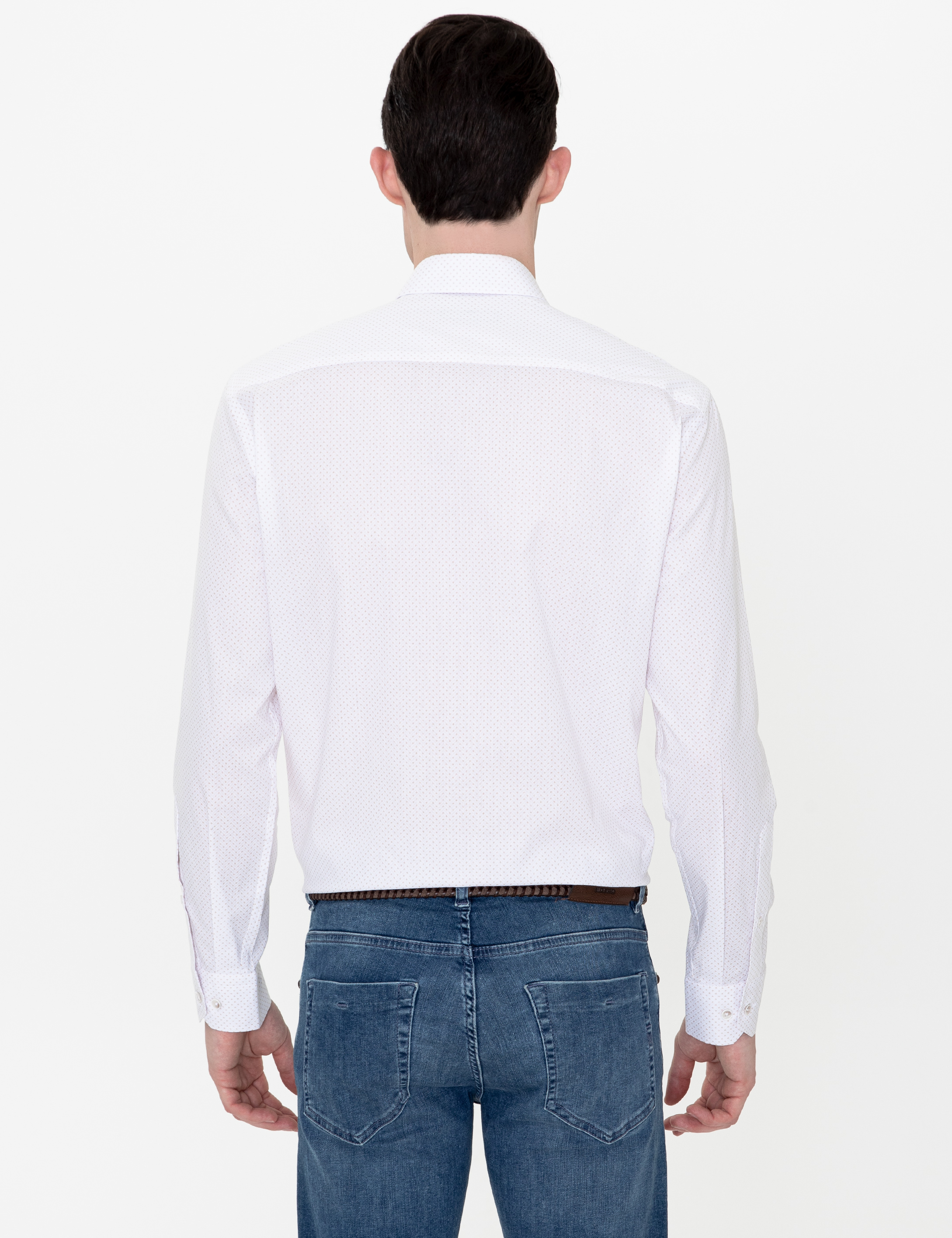 Bej Slim Fit Uzun Kollu Gömlek - Image 5