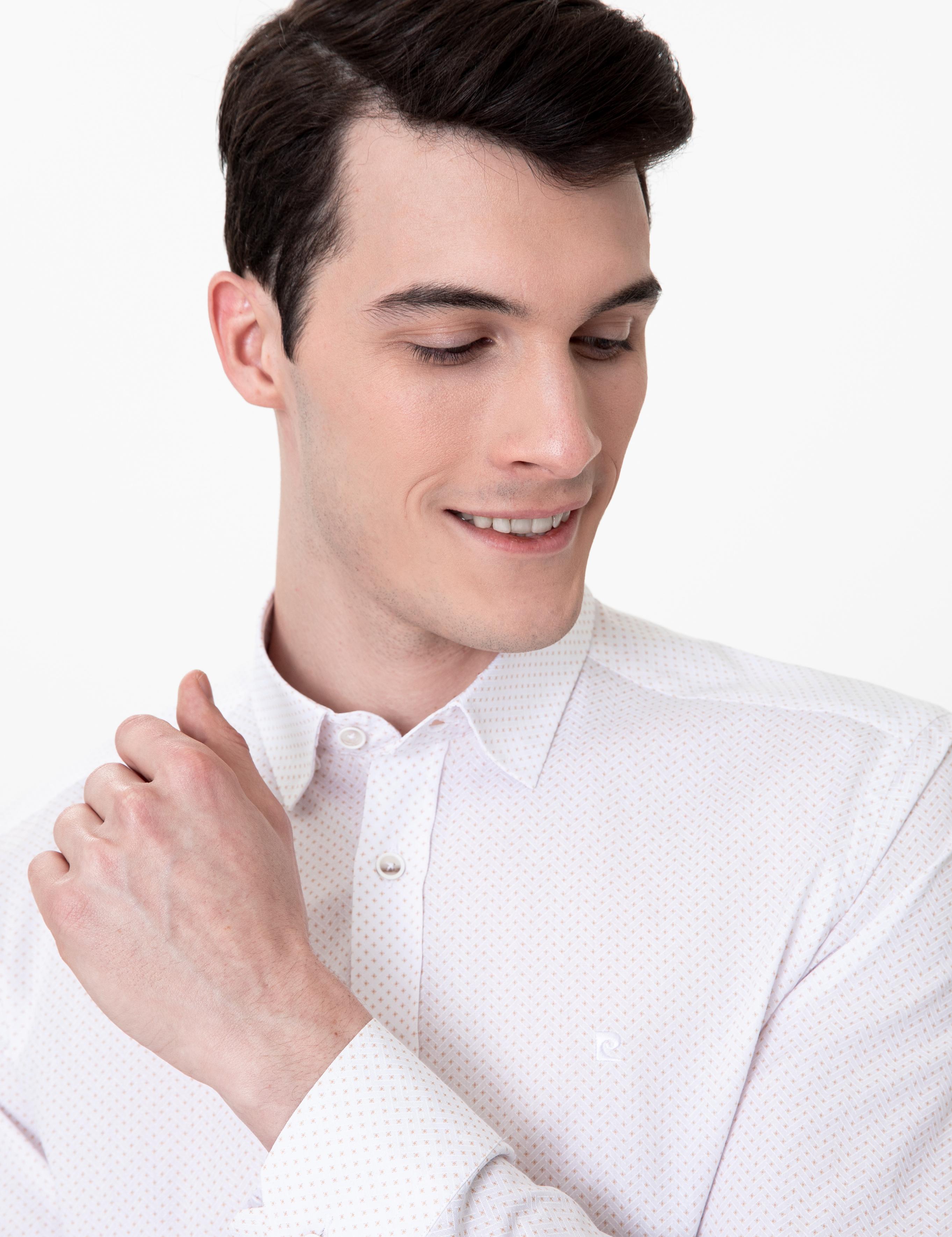 Bej Slim Fit Uzun Kollu Gömlek