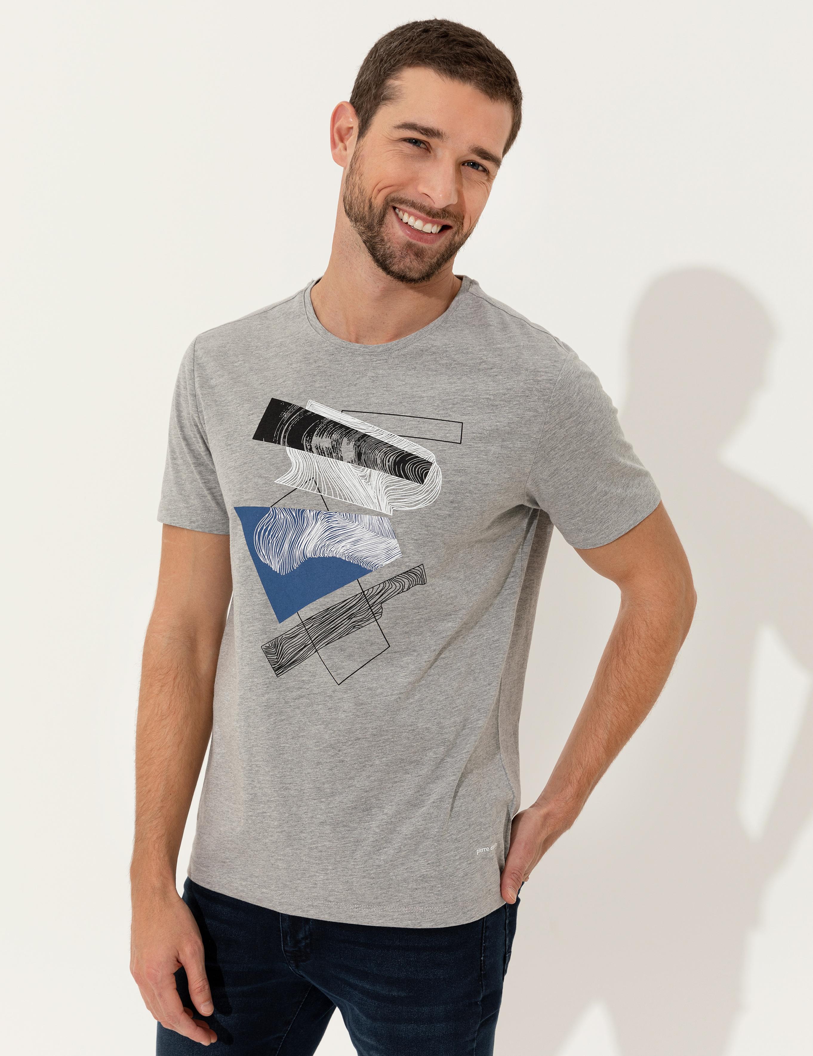 Açık Gri Melanj Slim Fit Bisiklet Yaka T-Shirt