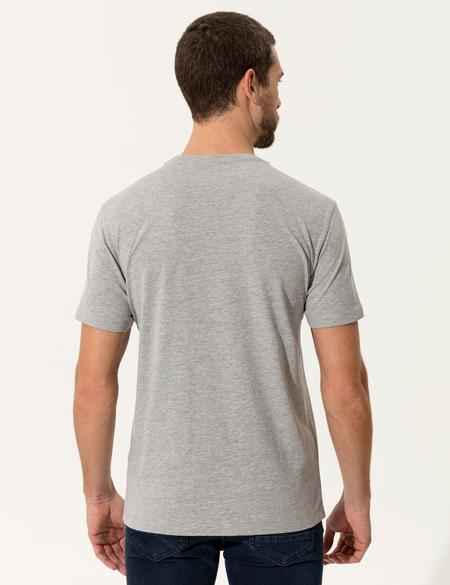 Açık Gri Melanj Slim Fit Bisiklet Yaka T-Shirt - 50249799033