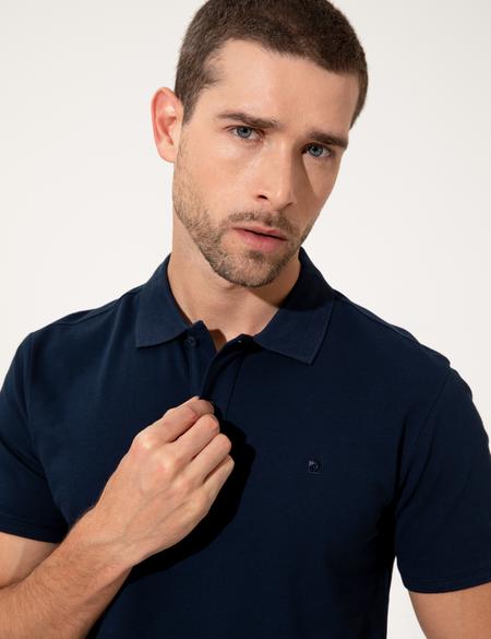Lacivert Slim Fit Polo Yaka Basic  Tişört - 50249878102