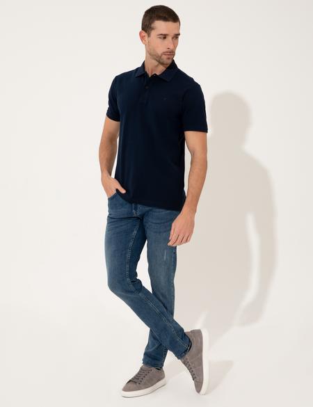 Lacivert Slim Fit Polo Yaka Basic  Tişört - 50249878102