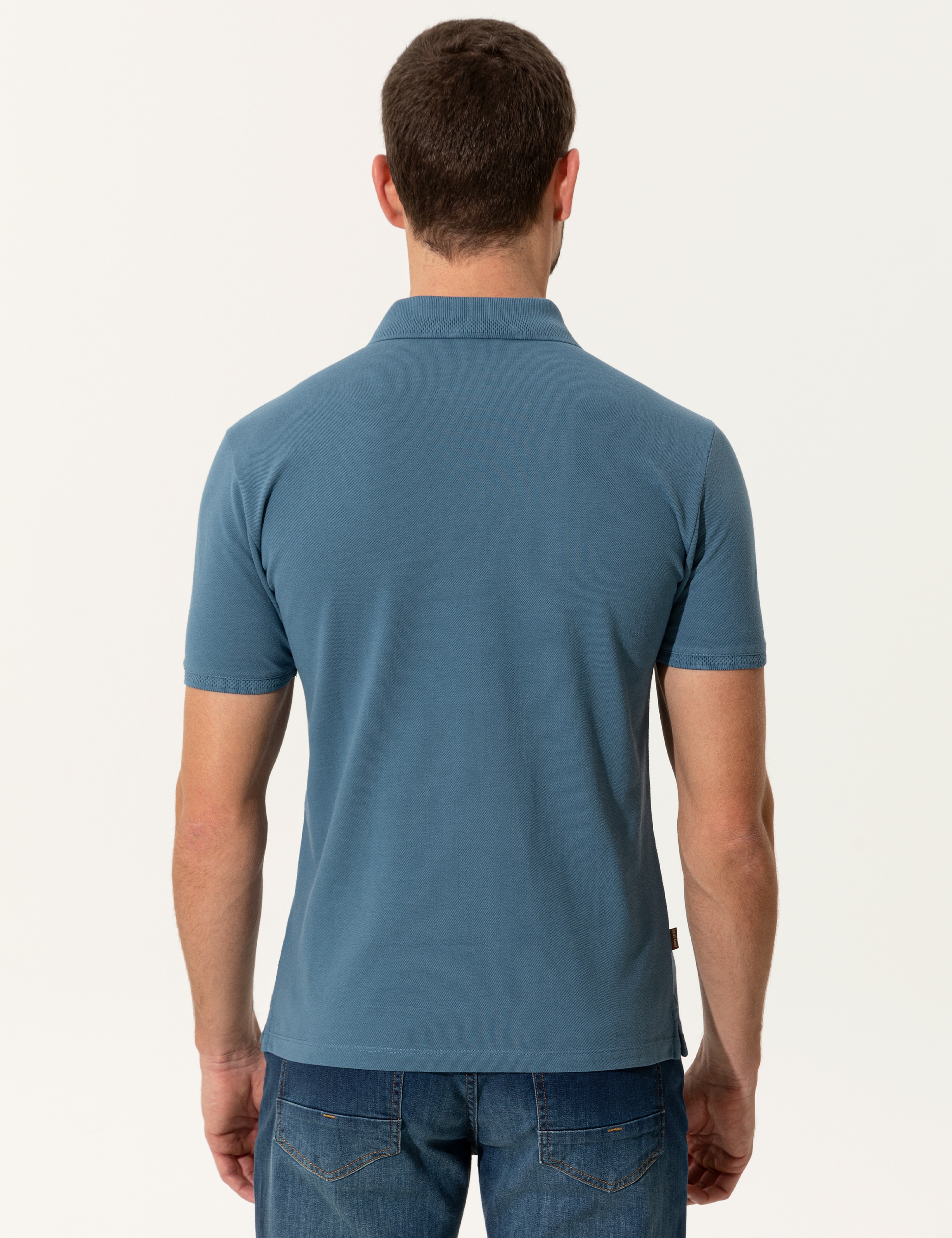 Koyu Mint Slim Fit Polo Yaka Basic  Tişört