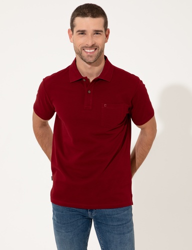 Bordo Regular Fit Polo Yaka Basic Tişört