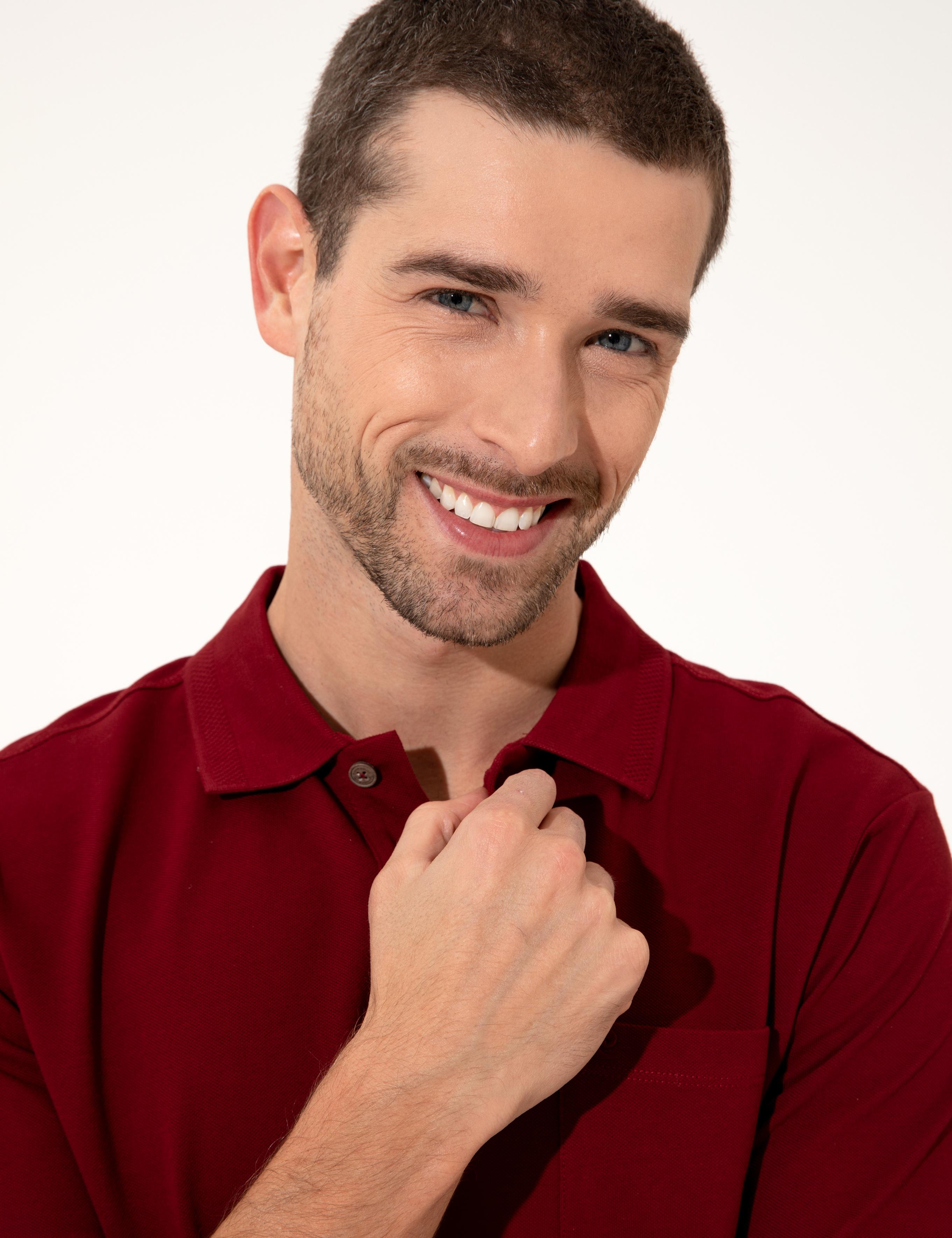 Bordo Regular Fit Polo Yaka Basic Tişört