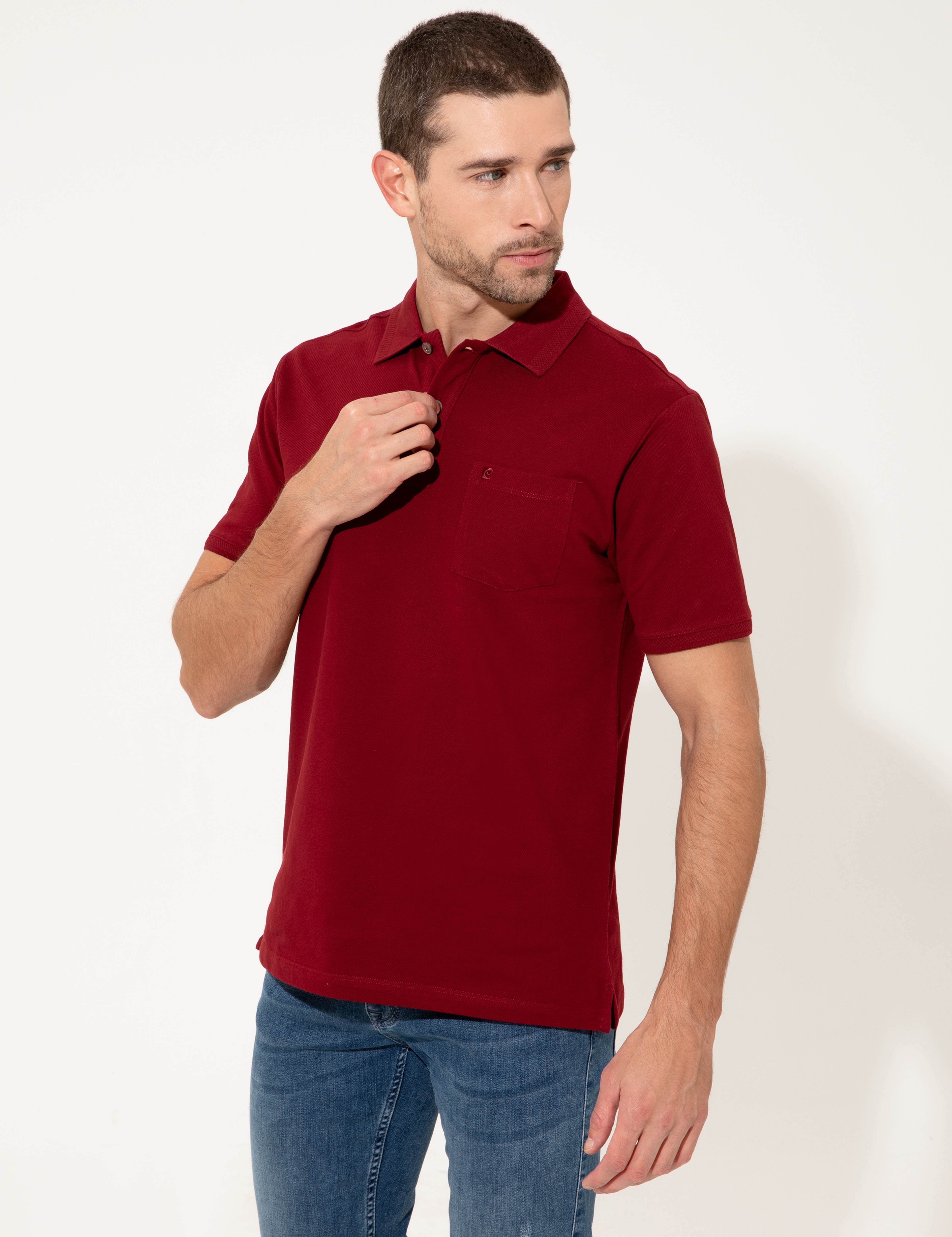 Bordo Regular Fit Polo Yaka Basic Tişört - Image 3