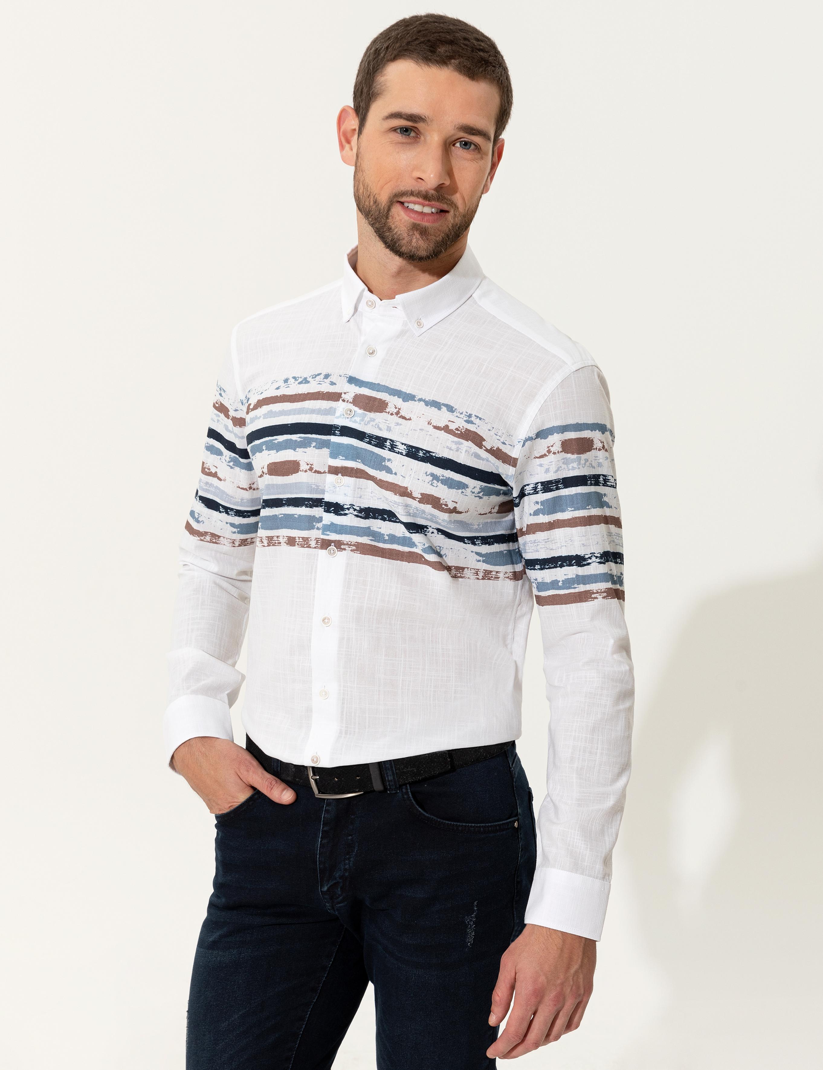 Mavi Slim Fit Uzun Kollu Gömlek