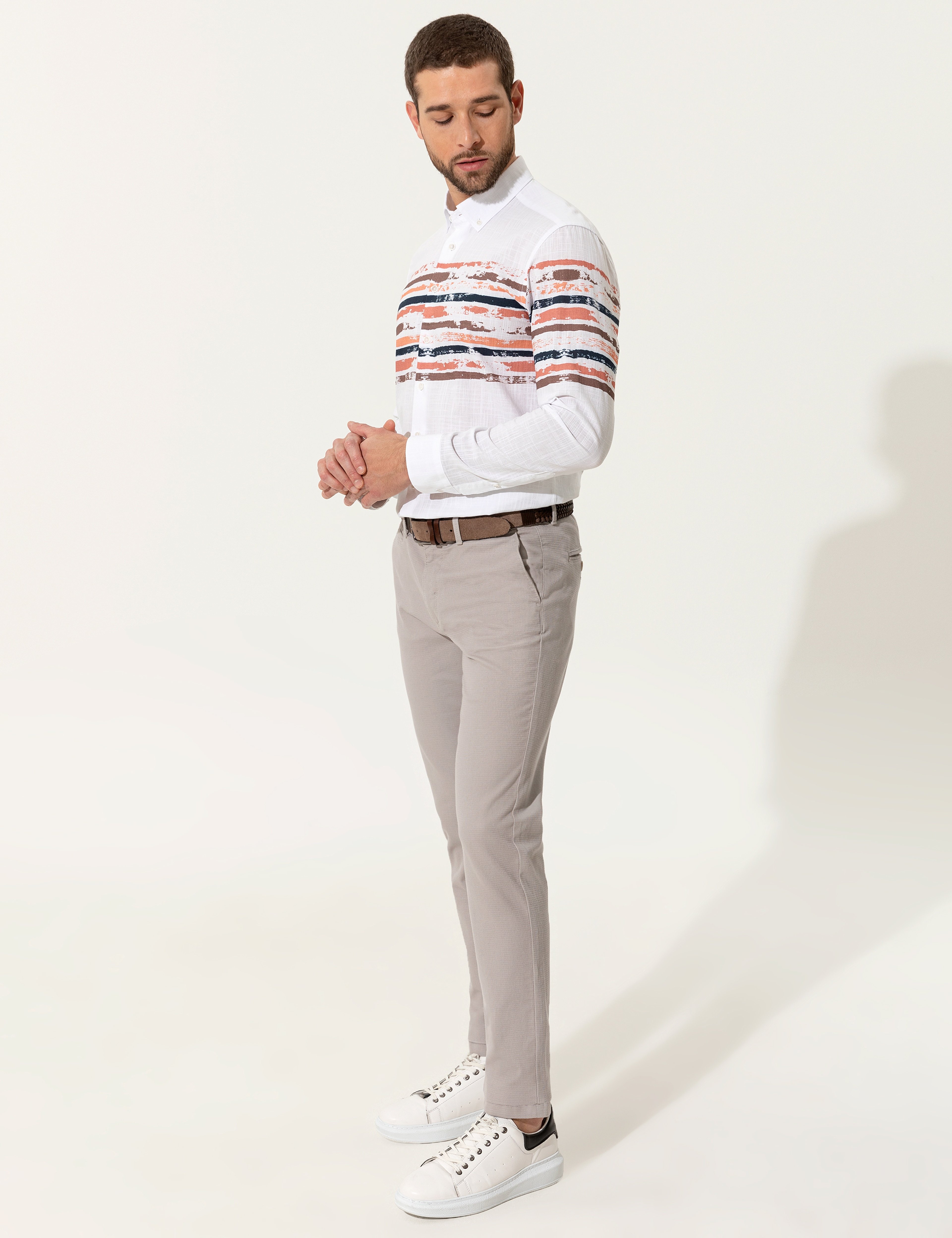 Somon Slim Fit Uzun Kollu Gömlek - Image 4