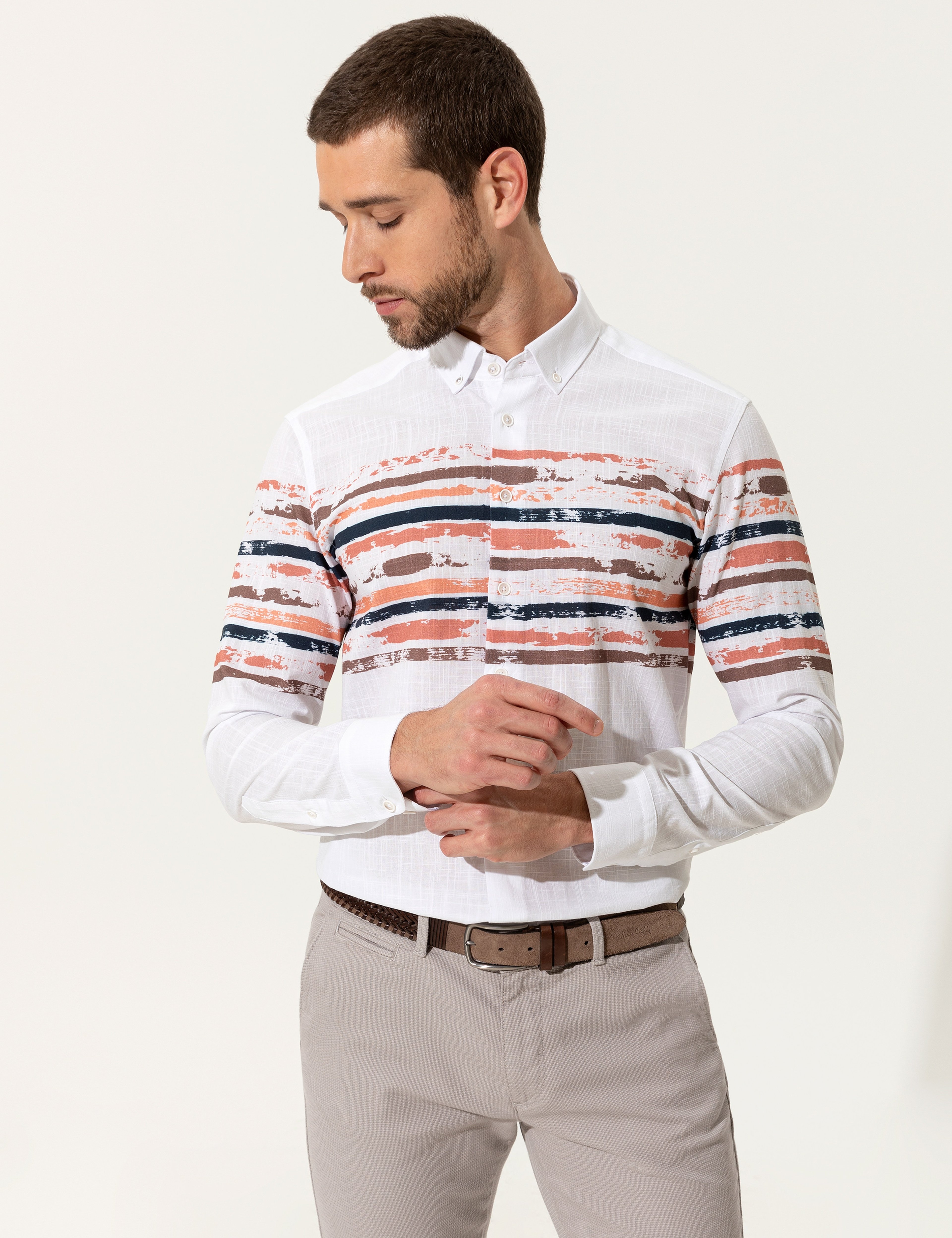 Somon Slim Fit Uzun Kollu Gömlek - Image 3