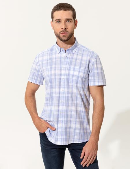 Açık Mavi Regular Fit Kısa Kollu Gömlek - 50251475007