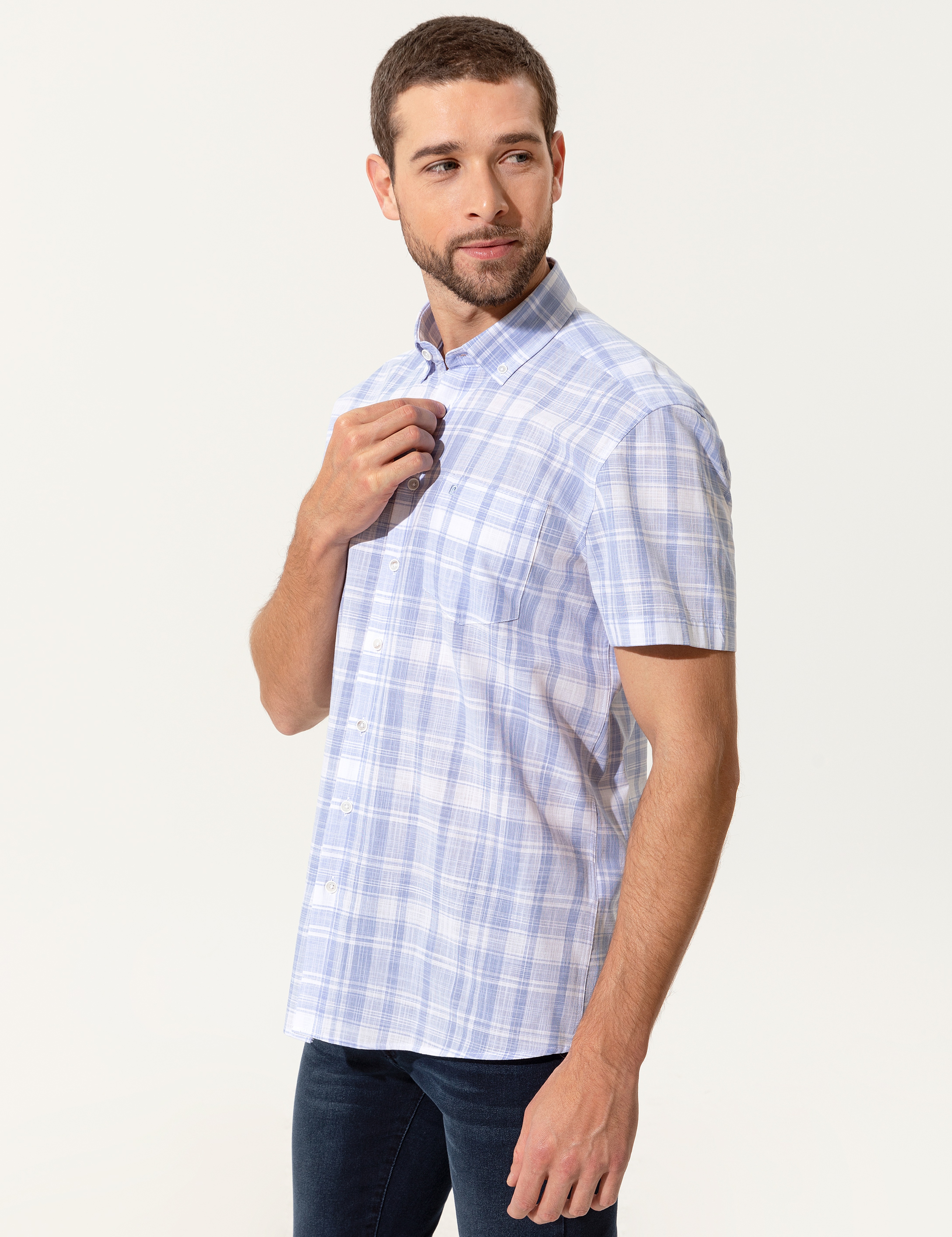 Açık Mavi Regular Fit Kısa Kollu Gömlek - Image 3
