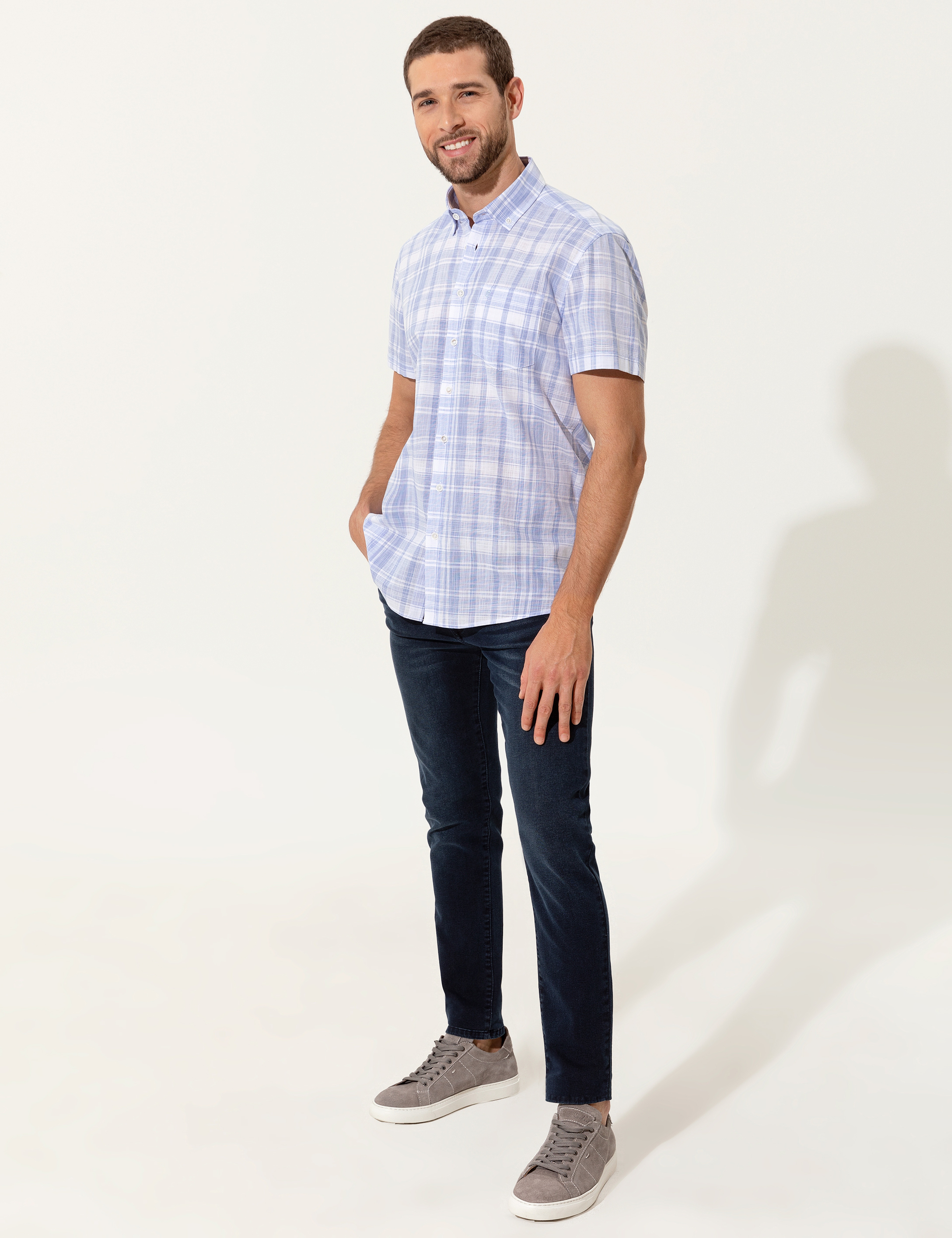 Açık Mavi Regular Fit Kısa Kollu Gömlek - Image 1