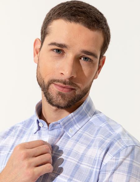 Açık Mavi Regular Fit Kısa Kollu Gömlek - 50251475007