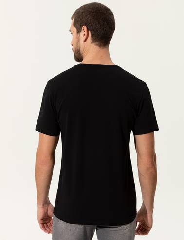 Siyah Slim Fit V - Yaka Basic Tişört