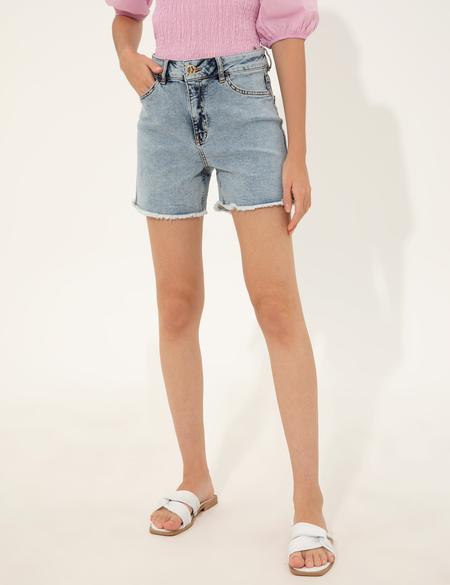 Açık Mavi Oversize Jean Şort - 50252129003