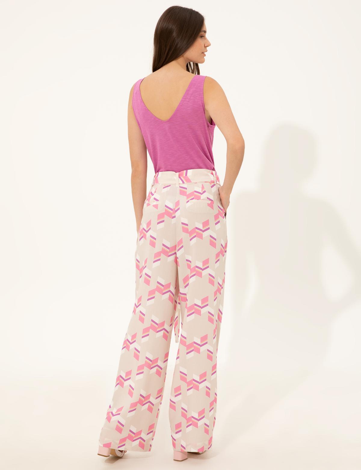 Fuşya Loose Fit Kanvas Pantolon - 50247695012