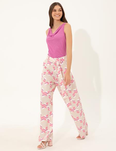 Fuşya Loose Fit Kanvas Pantolon - 50247695012