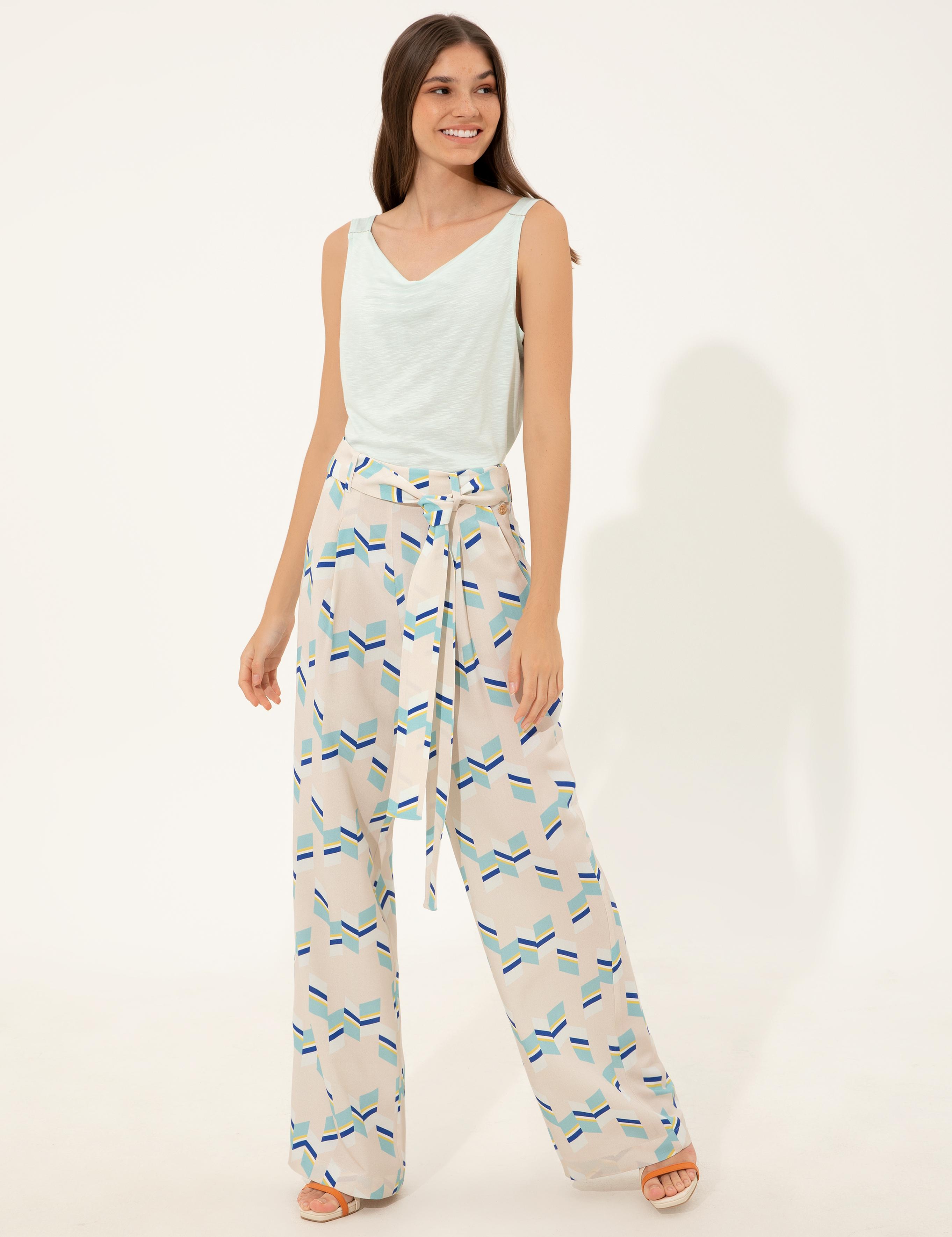 Mint Loose Fit Kanvas Pantolon