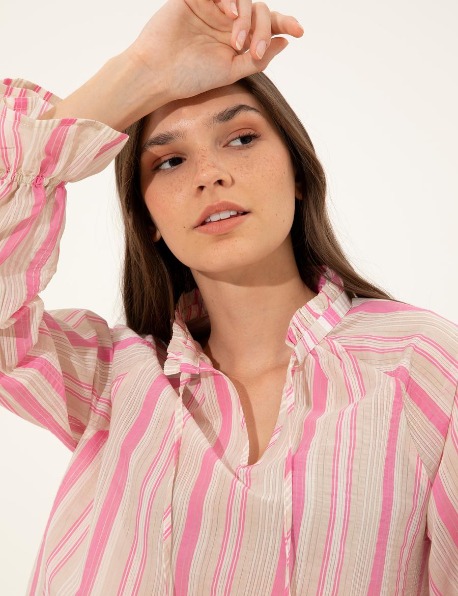 Fuşya Regular Fit Bluz