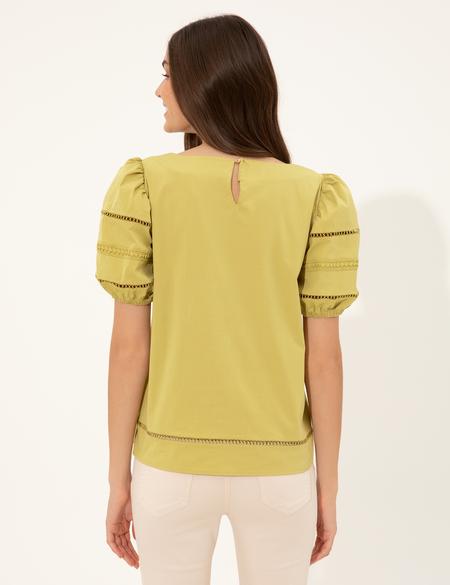 Yeşil Balon Kol Bluz - 50247277006