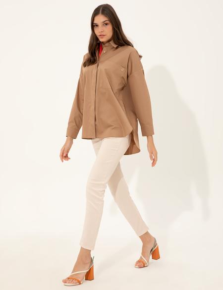 Camel Oversize Uzun Kollu Gömlek - 50247270001