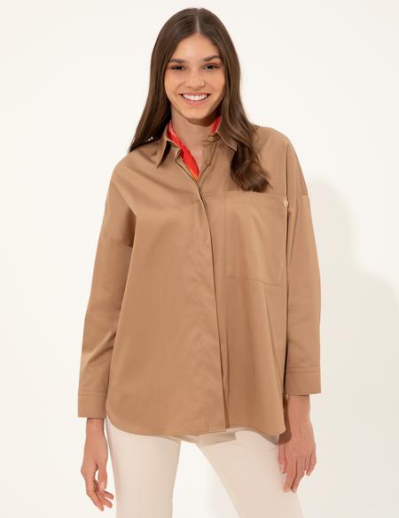 Camel Oversize Uzun Kollu Gömlek - 50247270001