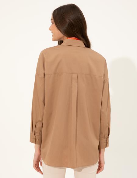 Camel Oversize Uzun Kollu Gömlek - 50247270001