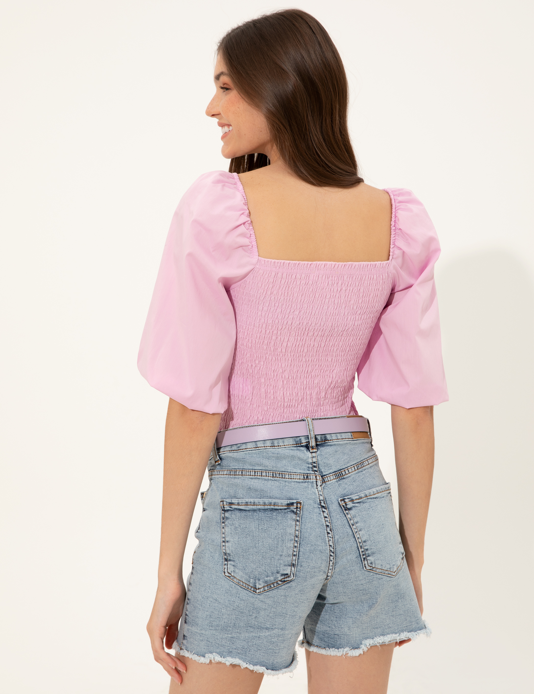 Pierre Cardin Lila Balon Kol Bluz görsel 5