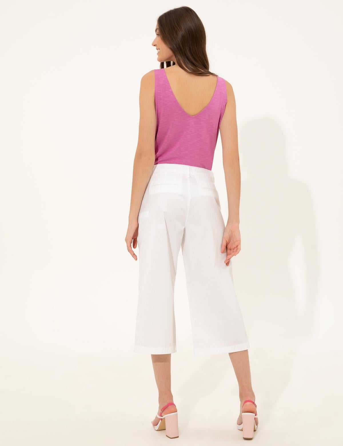 Beyaz  Flare Cropped Pantolon - 50246687022
