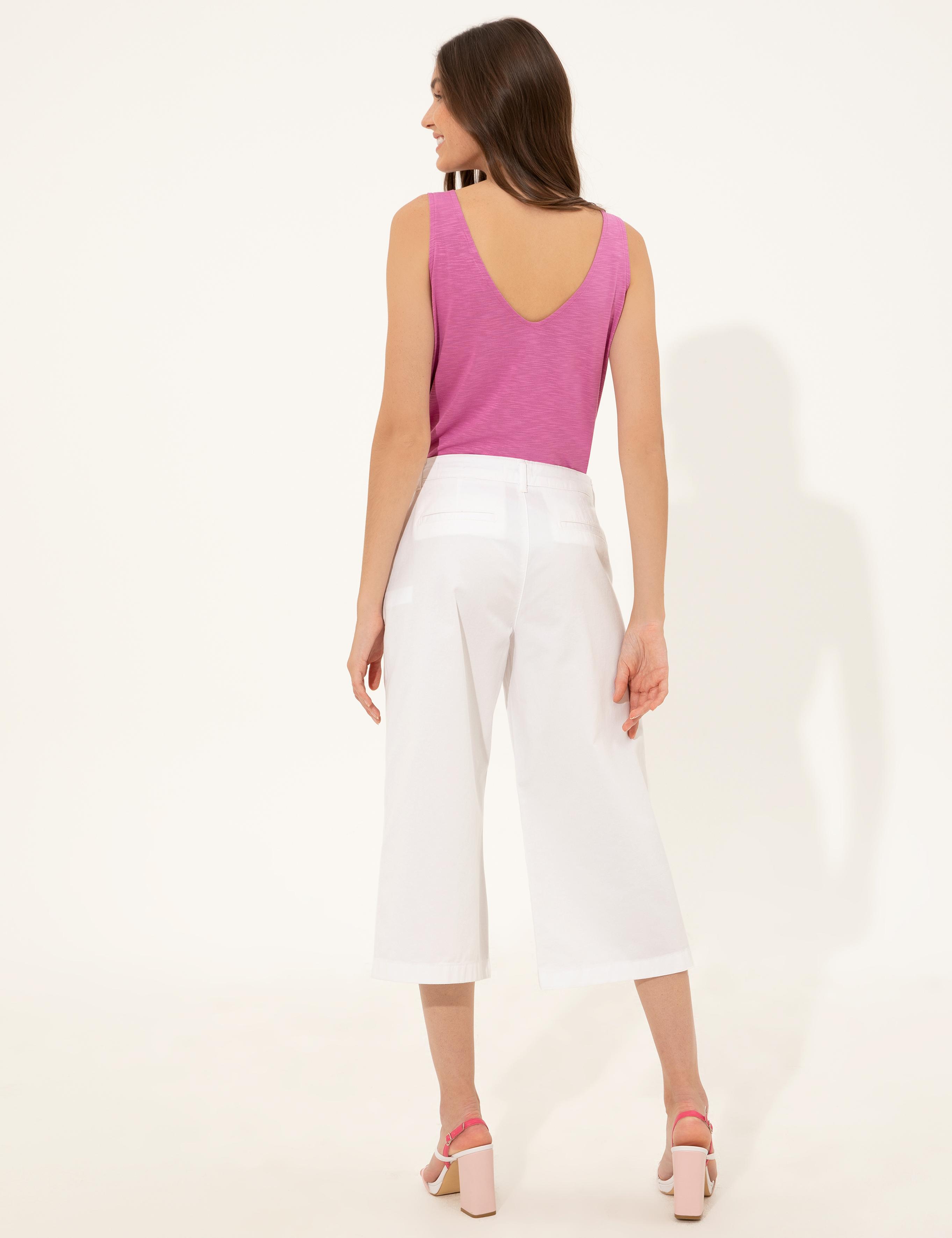 Beyaz  Flare Cropped Pantolon