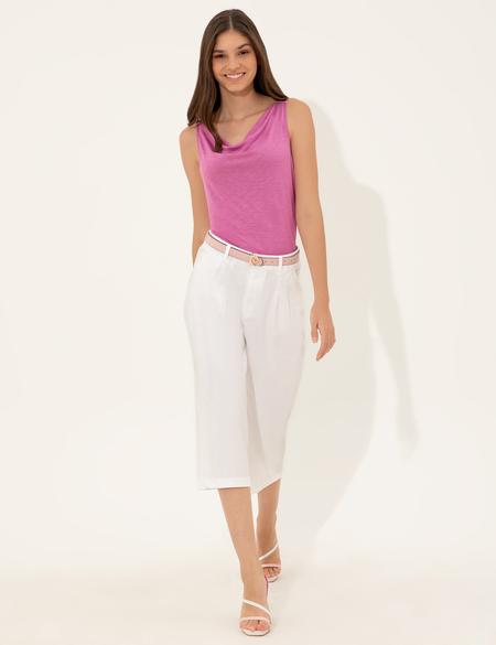Beyaz  Flare Cropped Pantolon - 50246687022