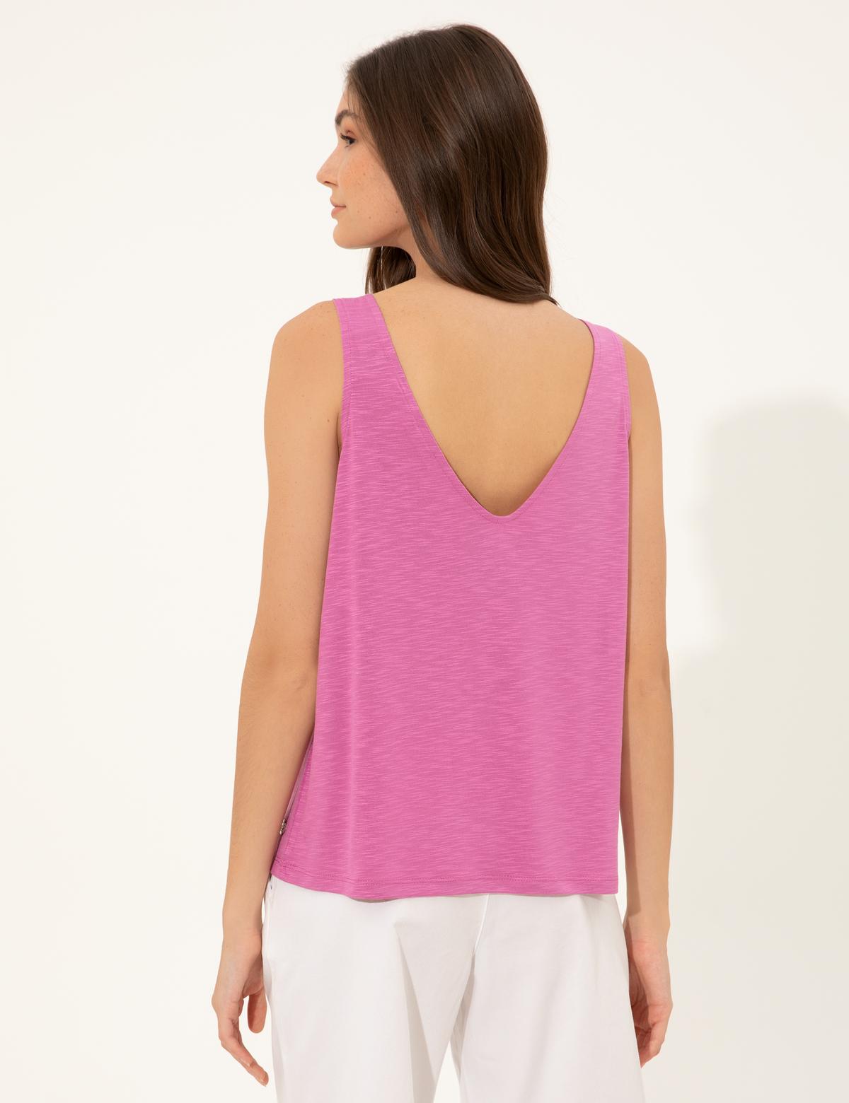 Menekşe Slim Fit Kolsuz Tişört - 50246191009