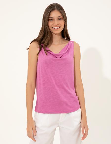 Menekşe Slim Fit Kolsuz Tişört - 50246191009