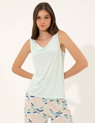 Açık Mavi Slim Fit Kolsuz Tişört