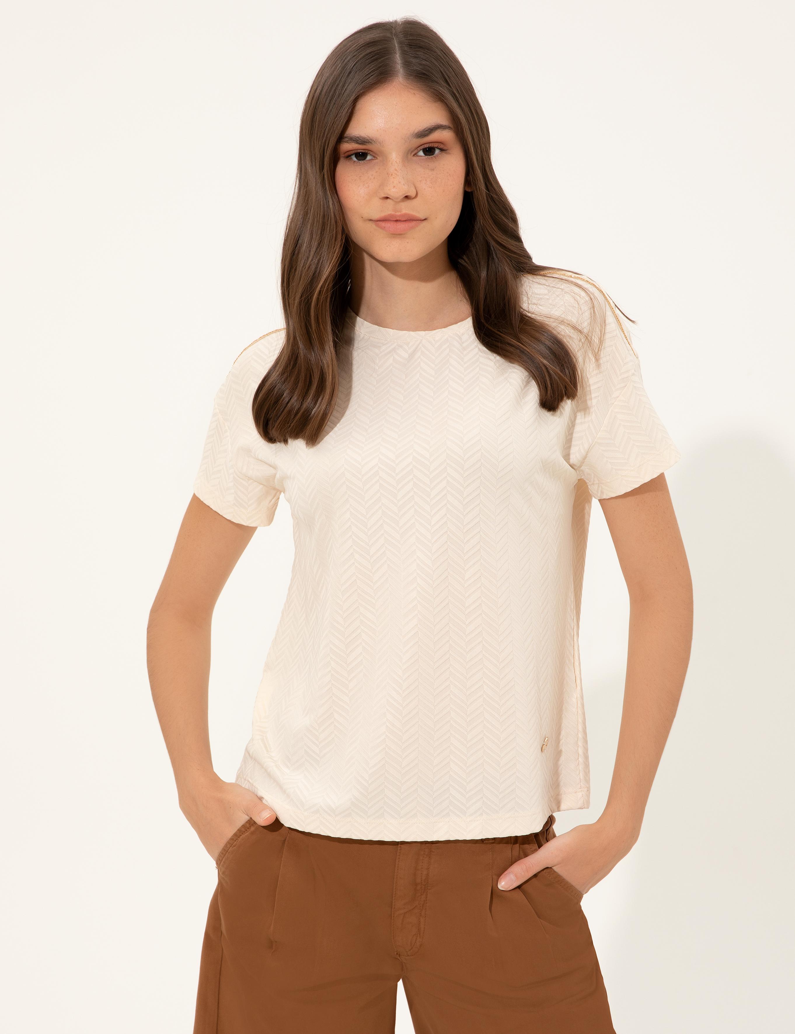 Ekru Crop Top Tişört