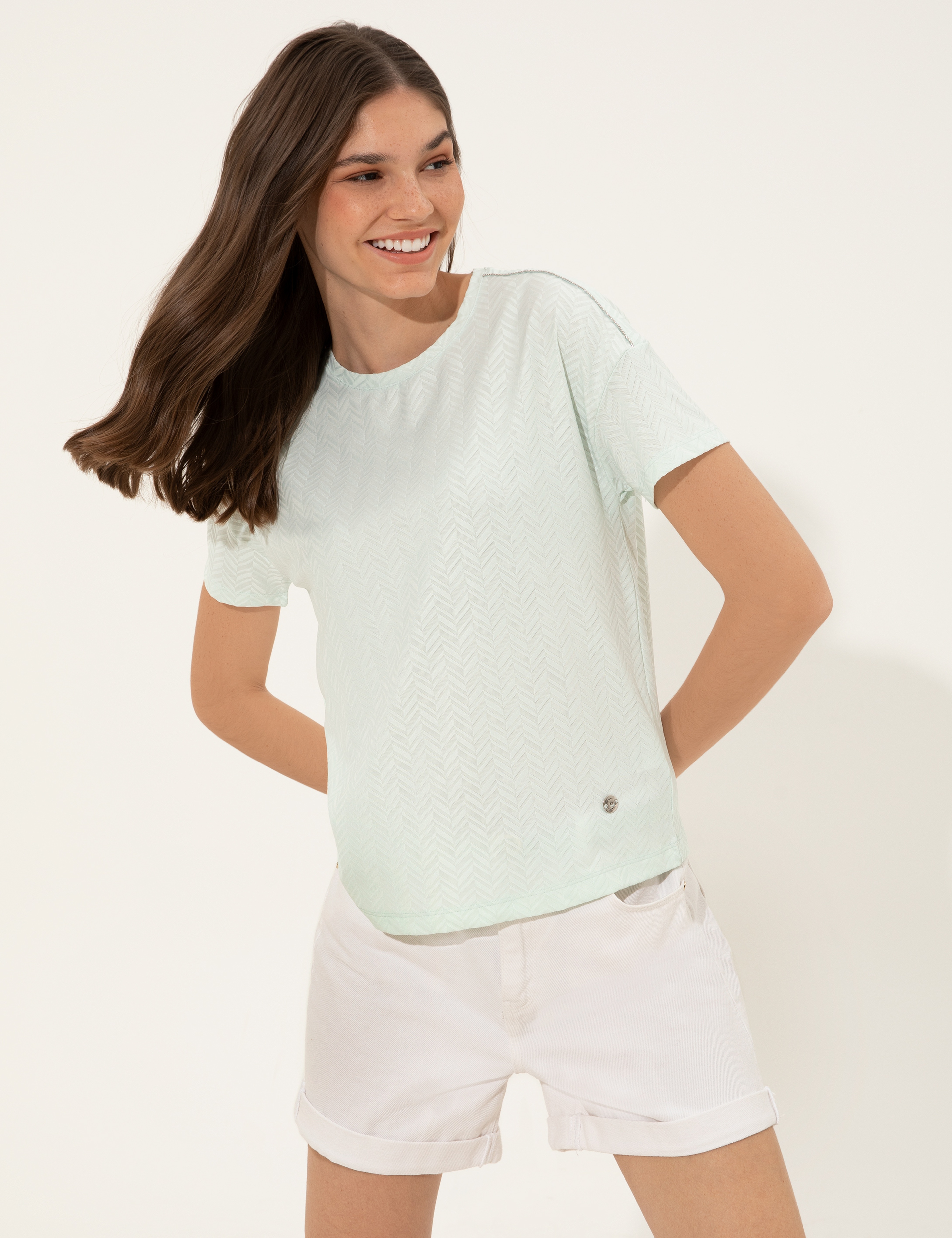 Aqua Crop Top Tişört - Image 3