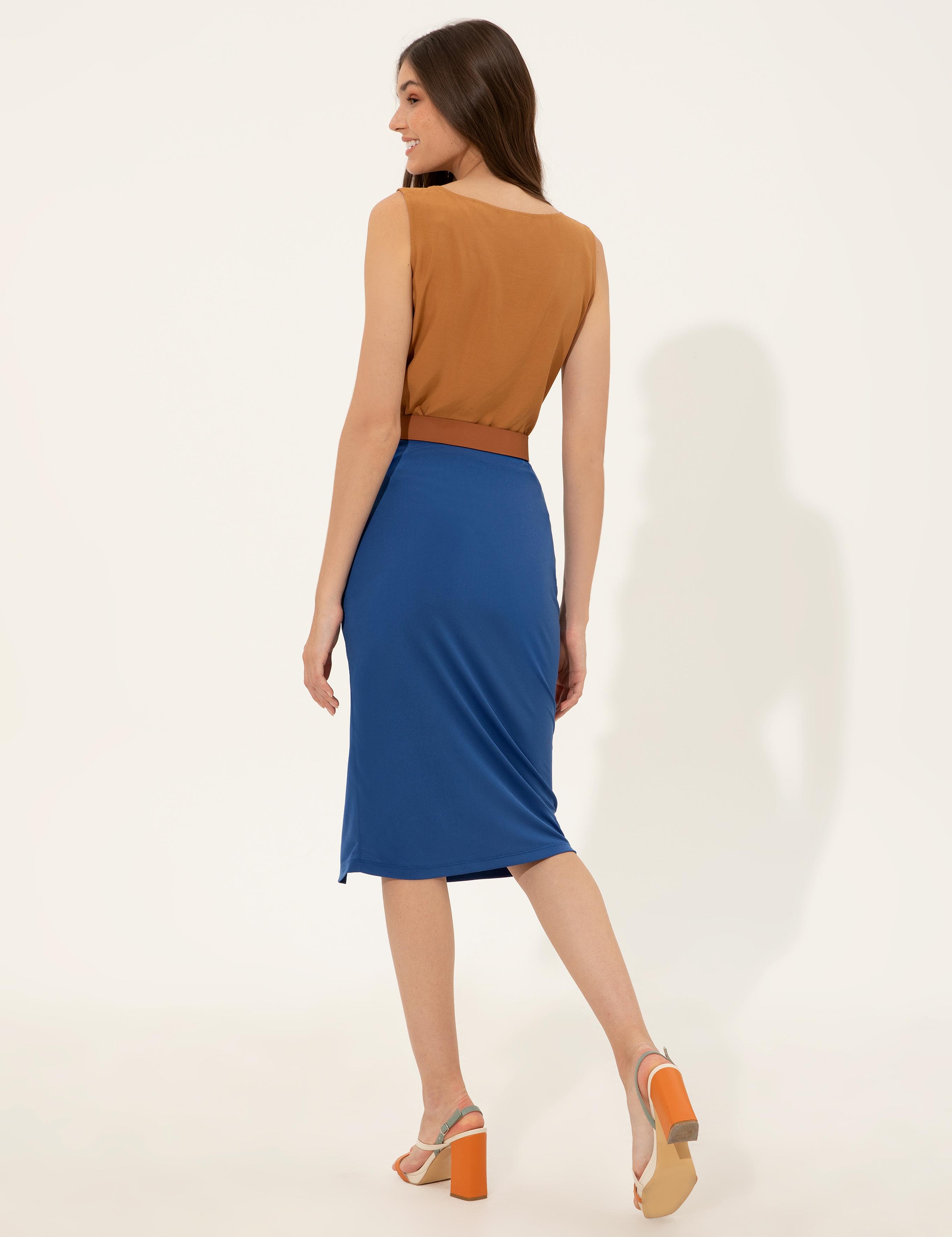 Saks Yırtmaç Detaylı Etek