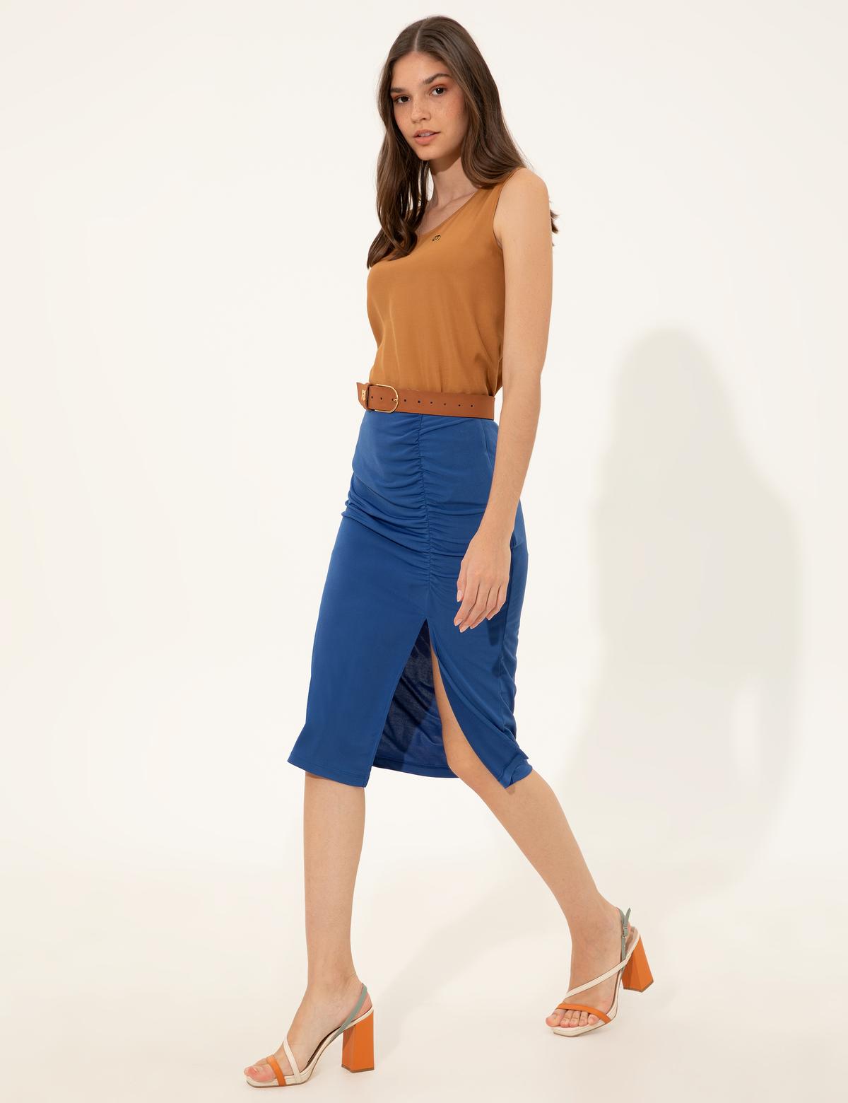 Saks Yırtmaç Detaylı Etek - 50246275026