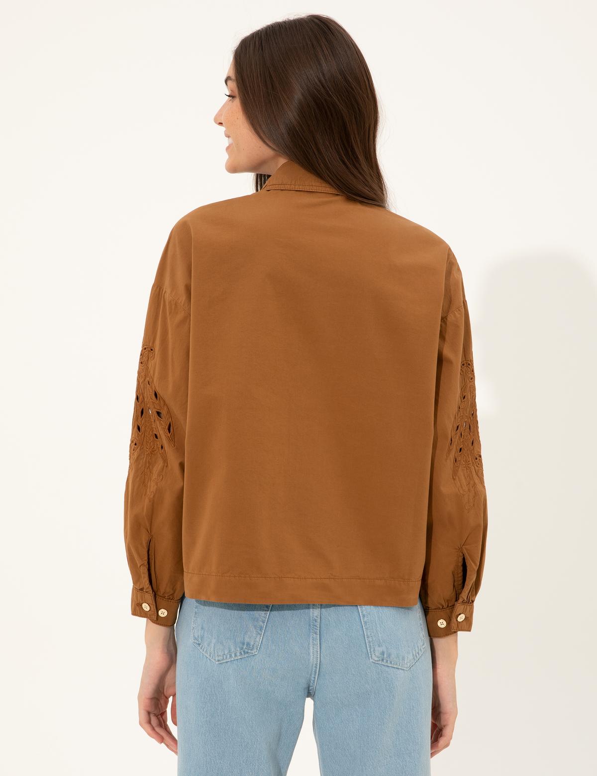 Taba Crop Top Uzun Kollu Gömlek - 50246674003