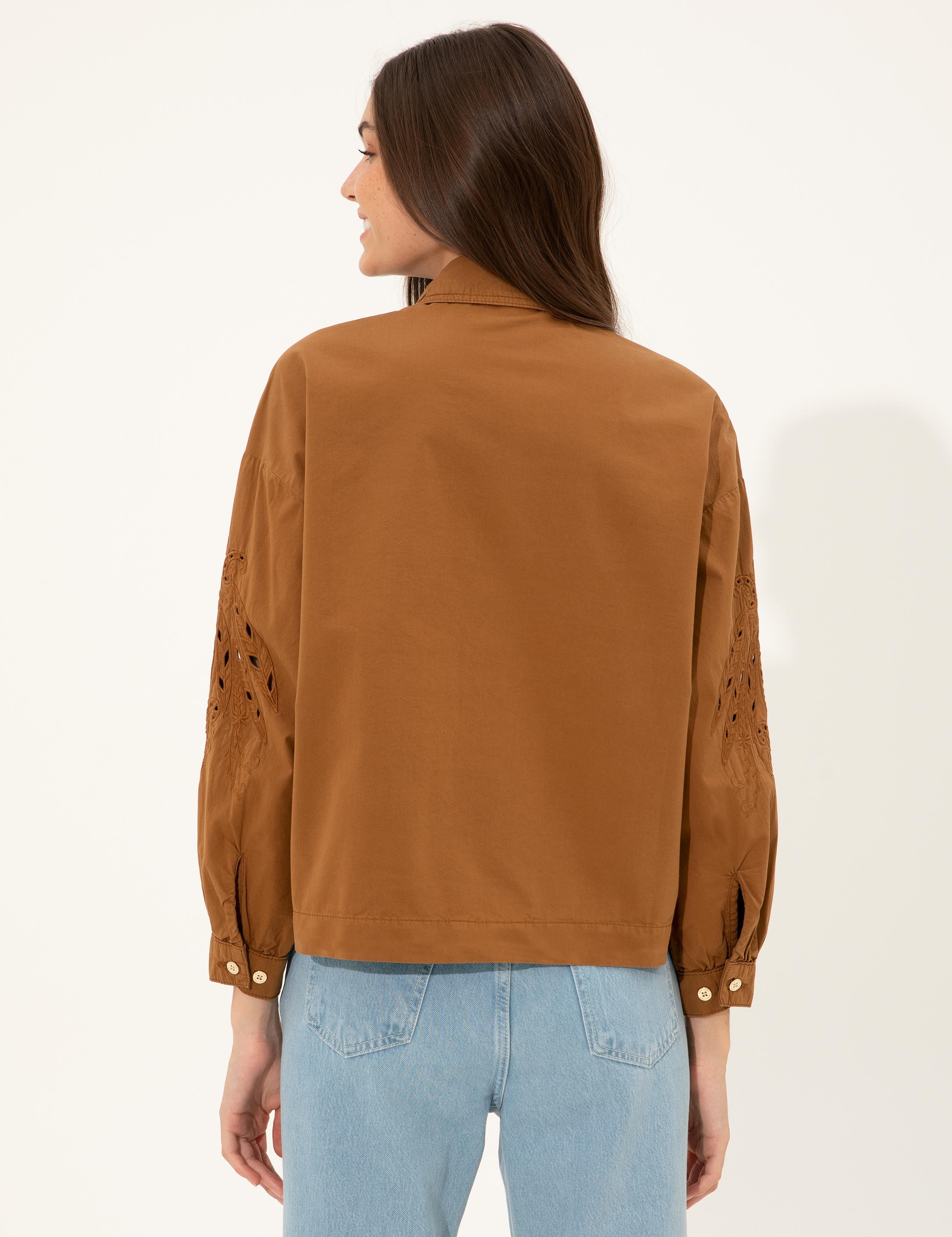 Taba Crop Top Uzun Kollu Gömlek