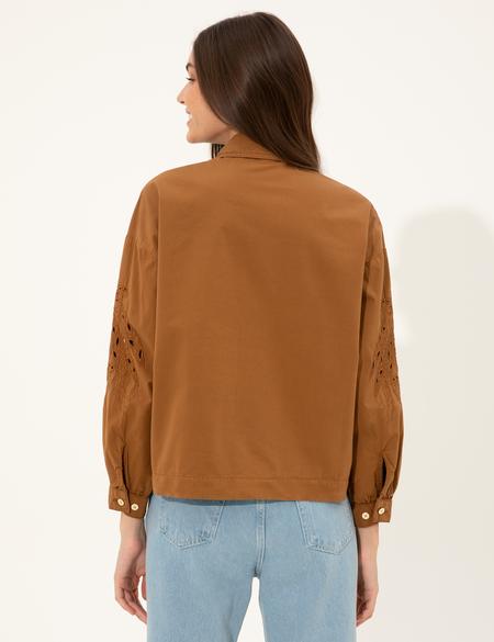 Taba Crop Top Uzun Kollu Gömlek - 50246674003