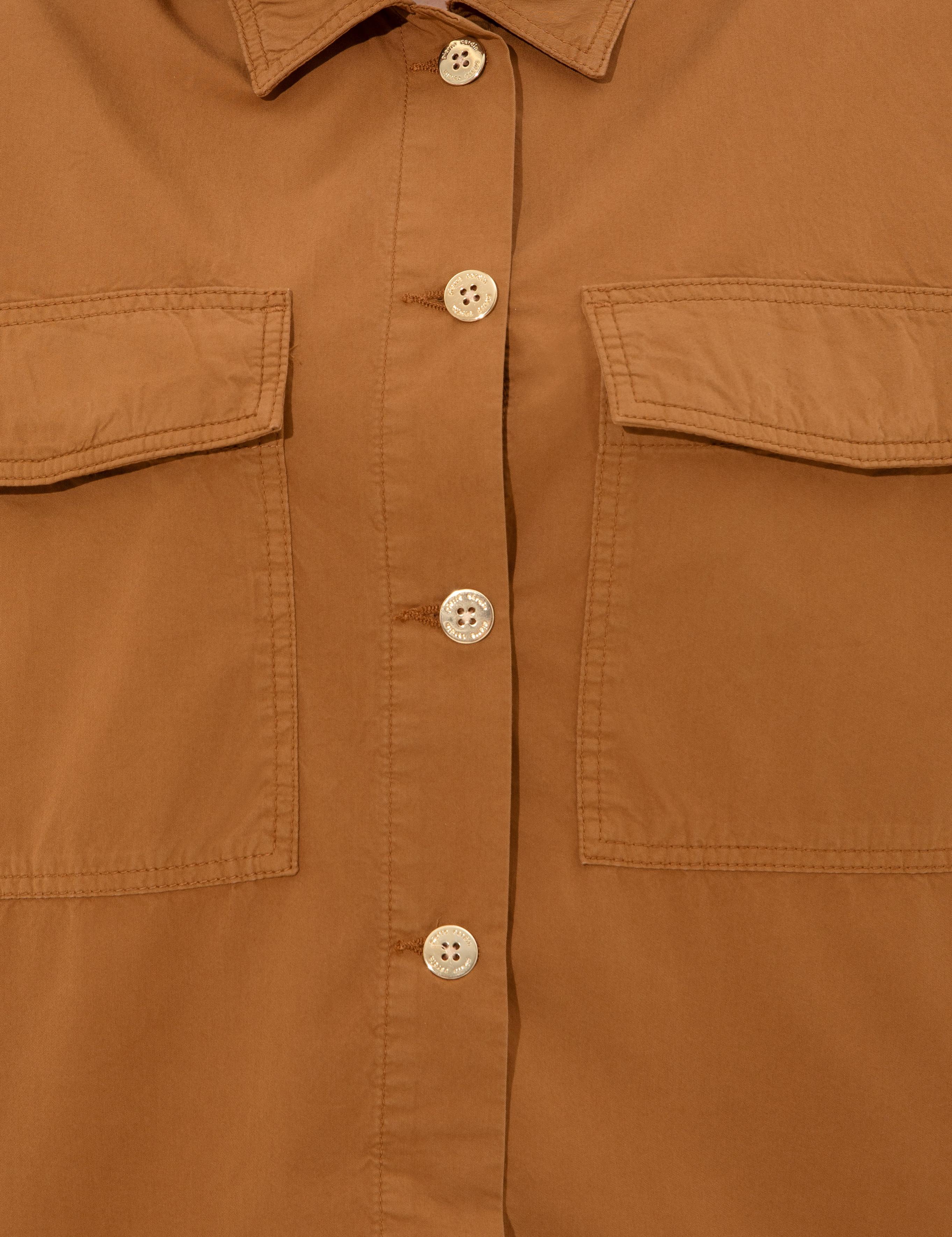 Taba Crop Top Uzun Kollu Gömlek