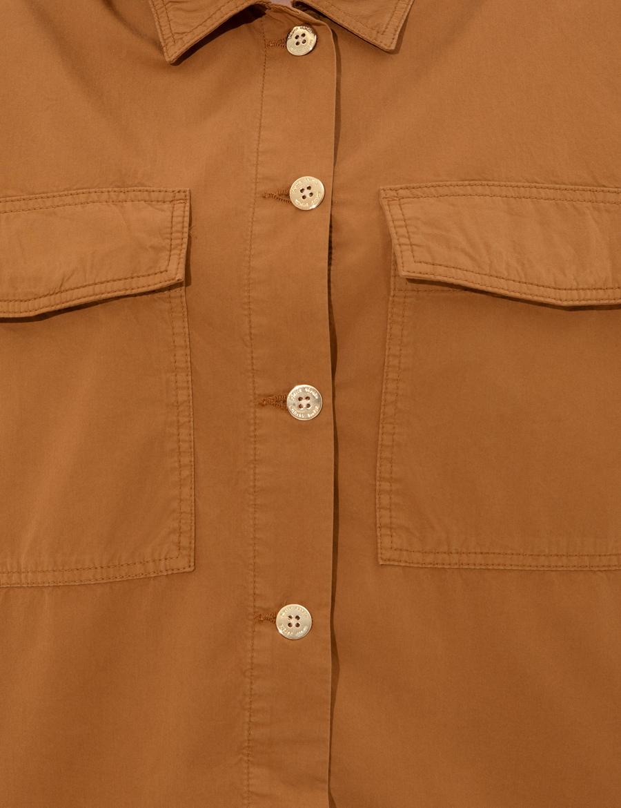 Taba Crop Top Uzun Kollu Gömlek