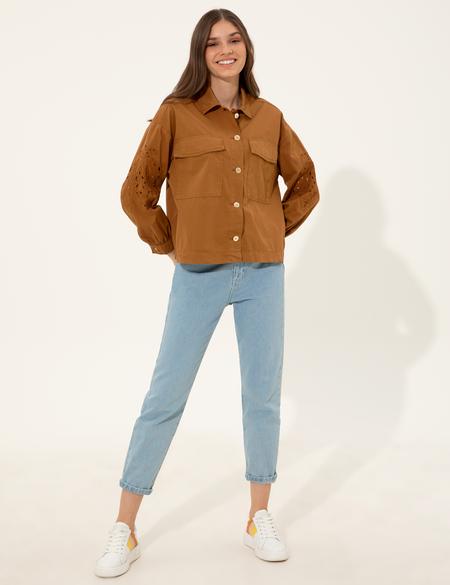 Taba Crop Top Uzun Kollu Gömlek - 50246674003