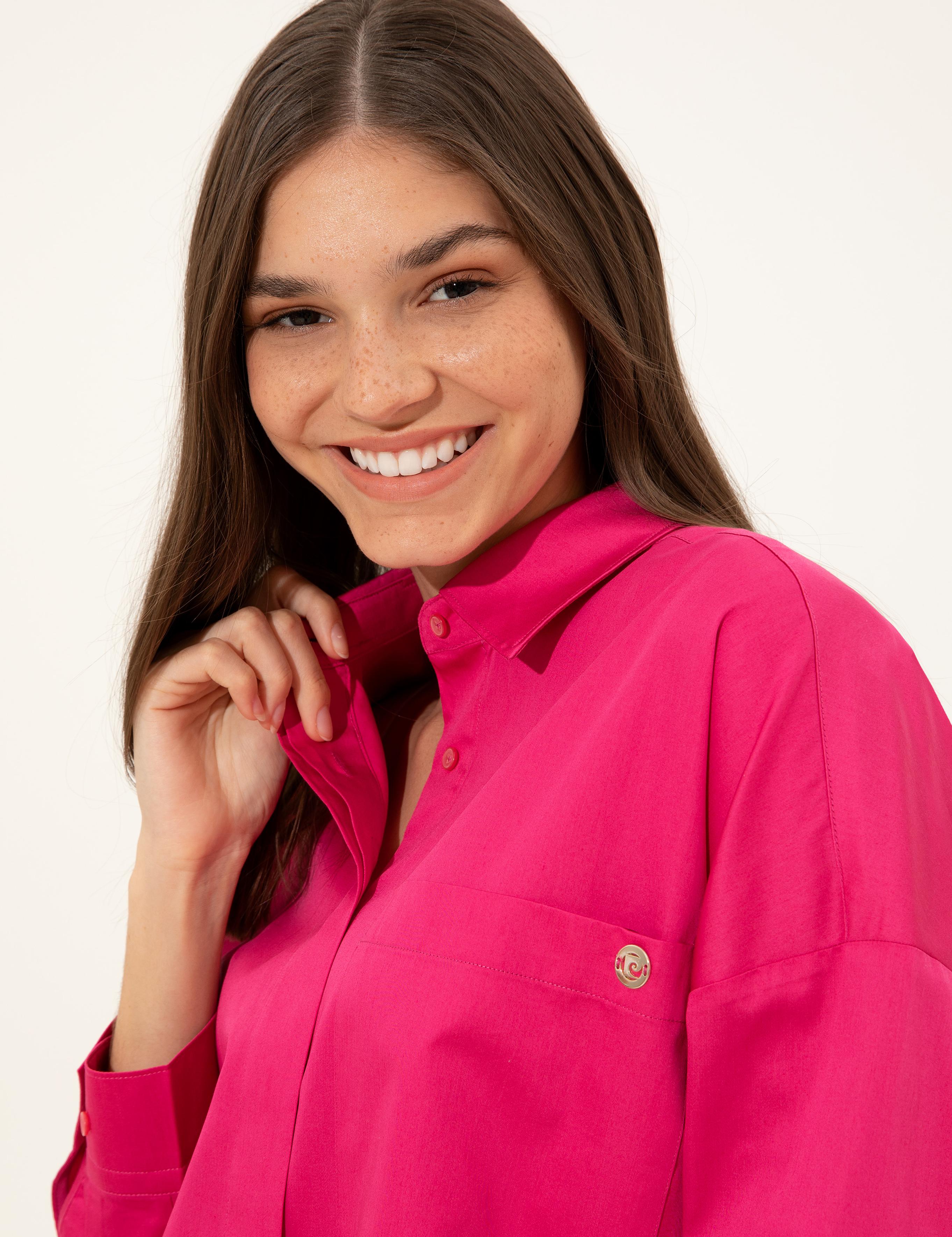 Fuşya Oversize Fit Gömlek