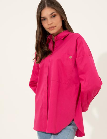 Fuşya Oversize Fit Gömlek - 50247270006