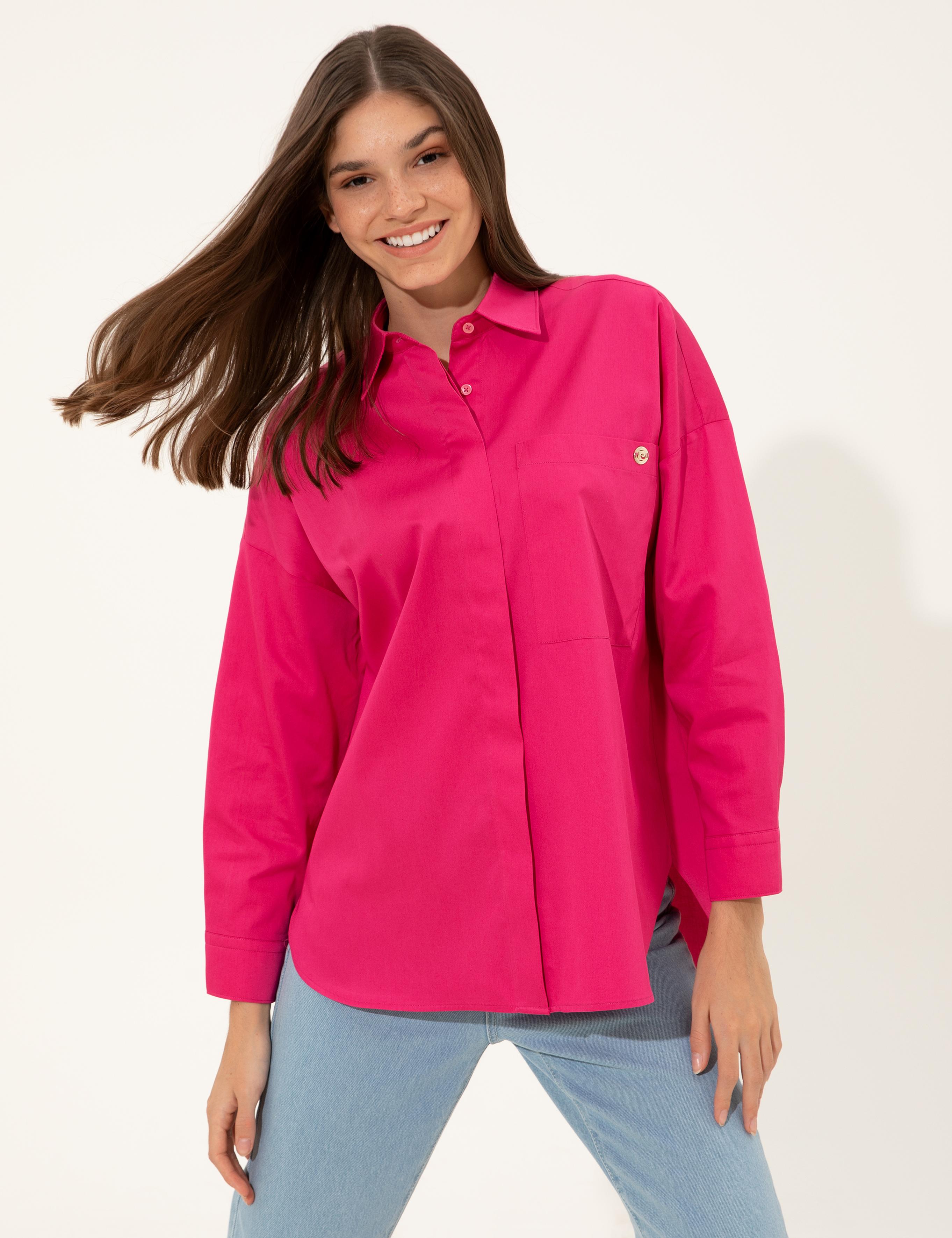 Fuşya Oversize Fit Gömlek