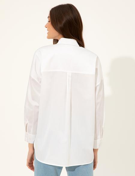 Beyaz Oversize Uzun Kollu Gömlek - 50247270019