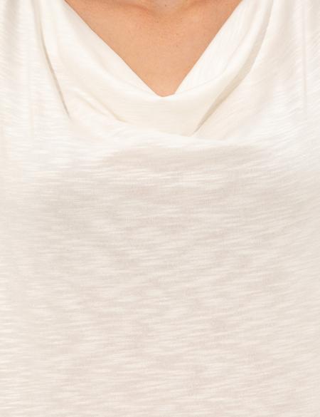 Ekru Slim Fit Kolsuz Tişört - 50246191019